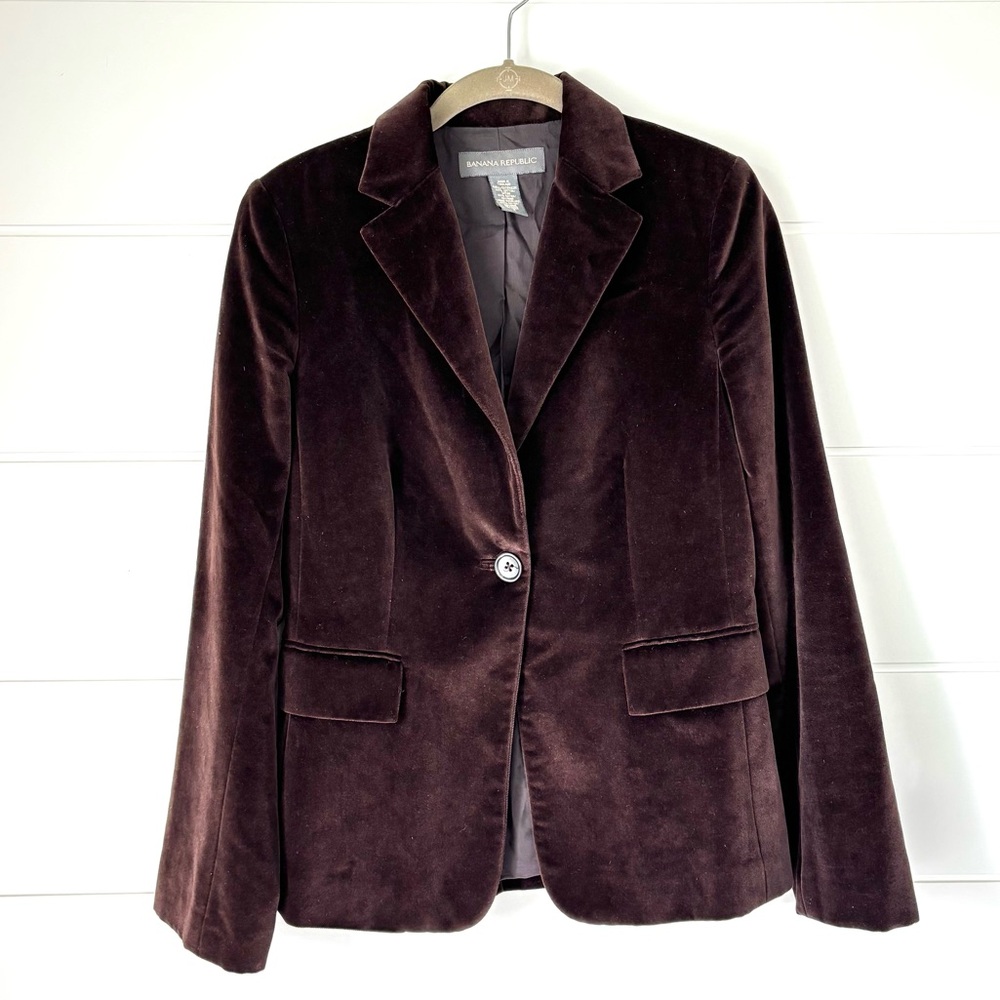 Banana Republic Velvet Soft Blazer Brown One Button Women's Size 2